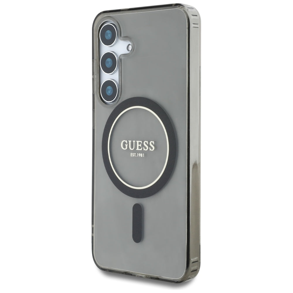 Husa MagSafe pentru Samsung Galaxy S25 S931, Guess, IML Glitter Circle, Neagra