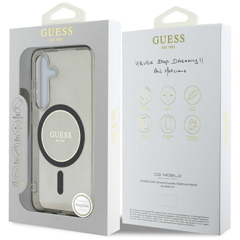 Husa MagSafe pentru Samsung Galaxy S25 S931, Guess, IML Glitter Circle, Neagra