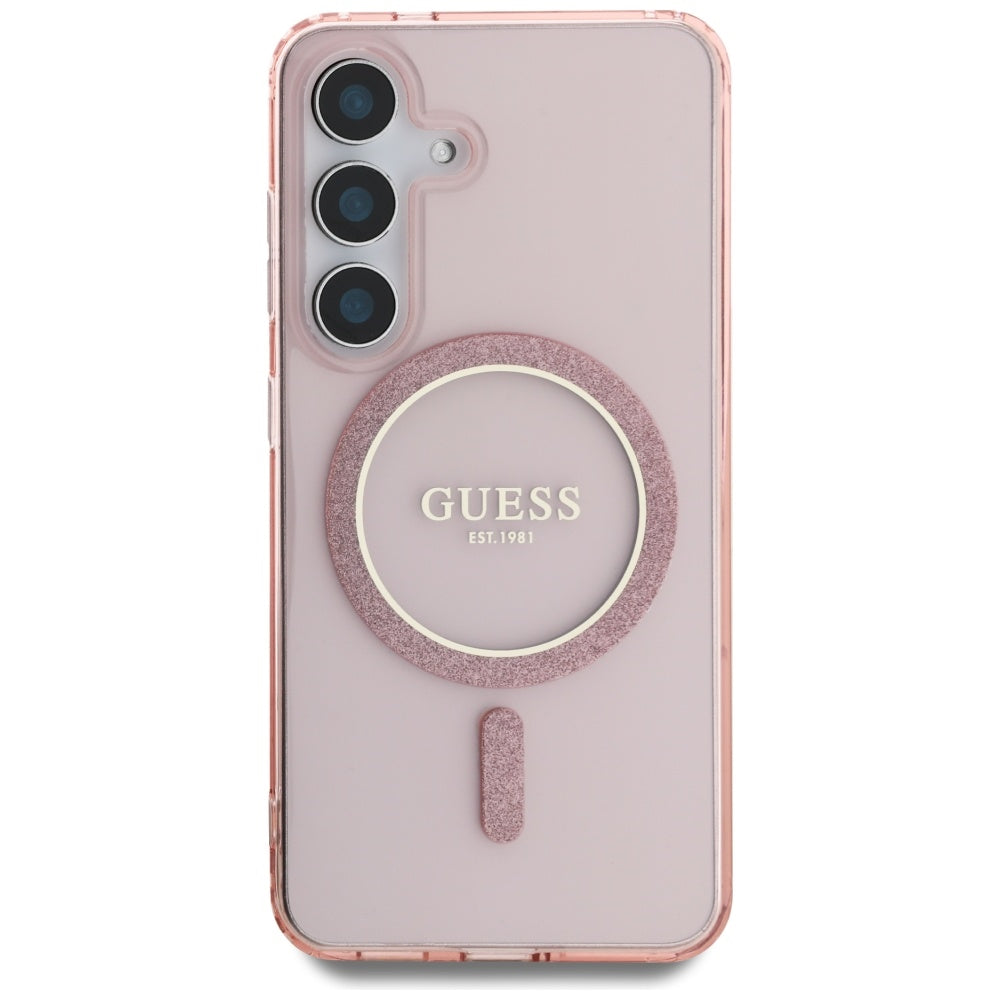 Husa MagSafe pentru Samsung Galaxy S25 S931, Guess, IML Glitter Circle, Roz