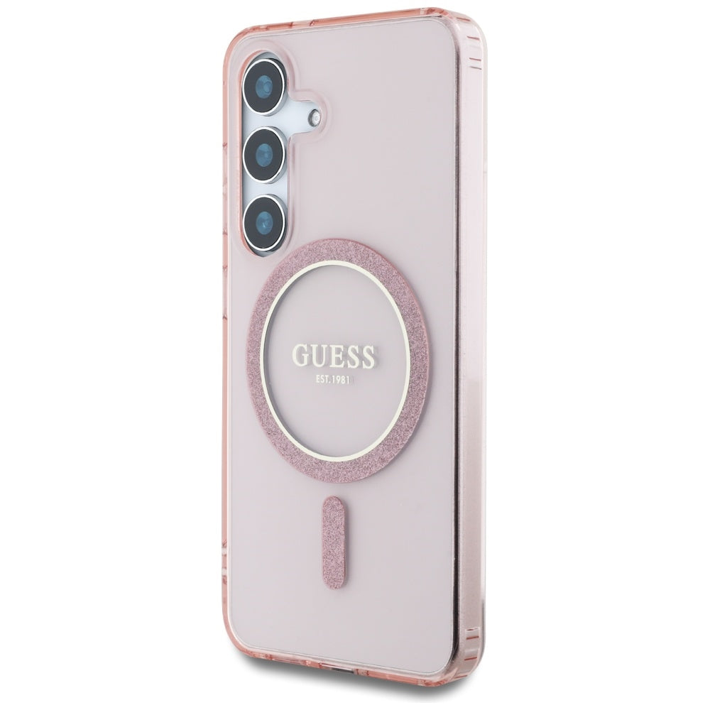 Husa MagSafe pentru Samsung Galaxy S25 S931, Guess, IML Glitter Circle, Roz