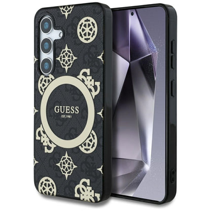 Husa MagSafe pentru Samsung Galaxy S25 S931, Guess, IML Peony On 4G Background , Neagra