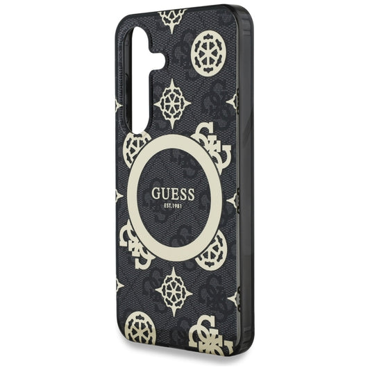 Husa MagSafe pentru Samsung Galaxy S25 S931, Guess, IML Peony On 4G Background , Neagra