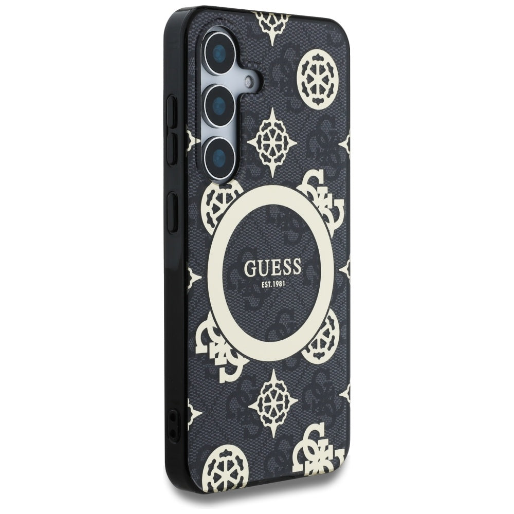 Husa MagSafe pentru Samsung Galaxy S25 S931, Guess, IML Peony On 4G Background , Neagra