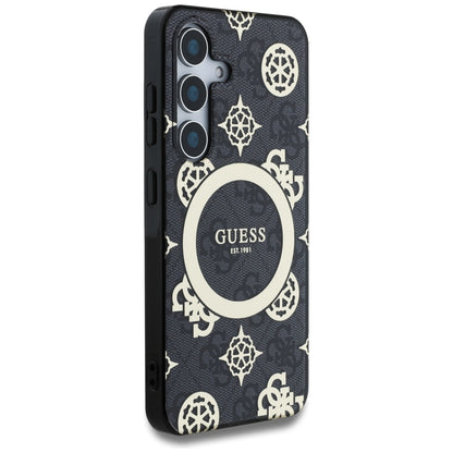 Husa MagSafe pentru Samsung Galaxy S25 S931, Guess, IML Peony On 4G Background , Neagra