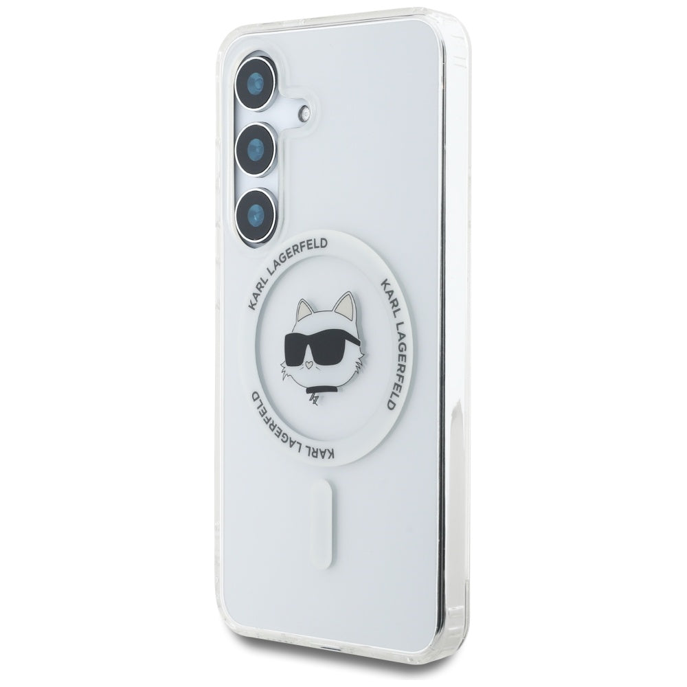 Husa MagSafe pentru Samsung Galaxy S25 S931, Karl Lagerfeld, IML Choupette's Head, Alba