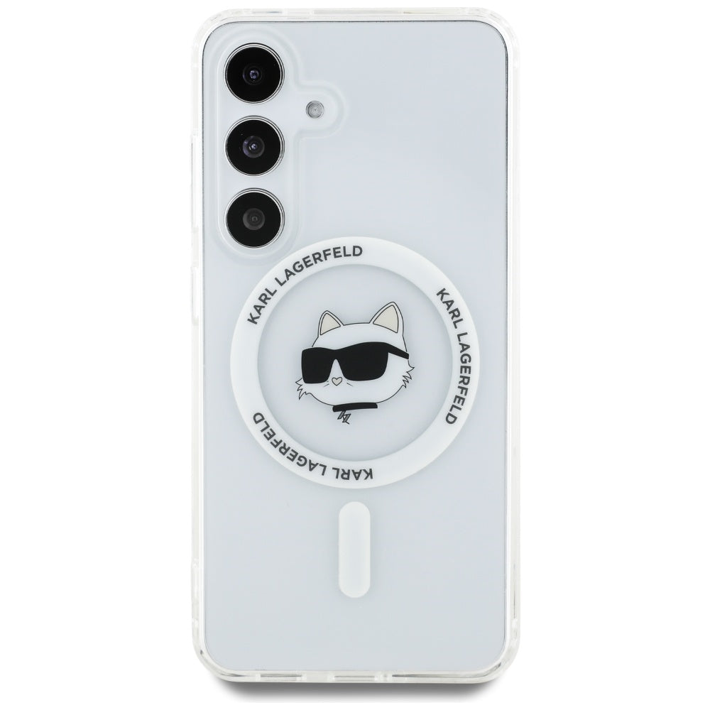 Husa MagSafe pentru Samsung Galaxy S25 S931, Karl Lagerfeld, IML Choupette's Head, Alba