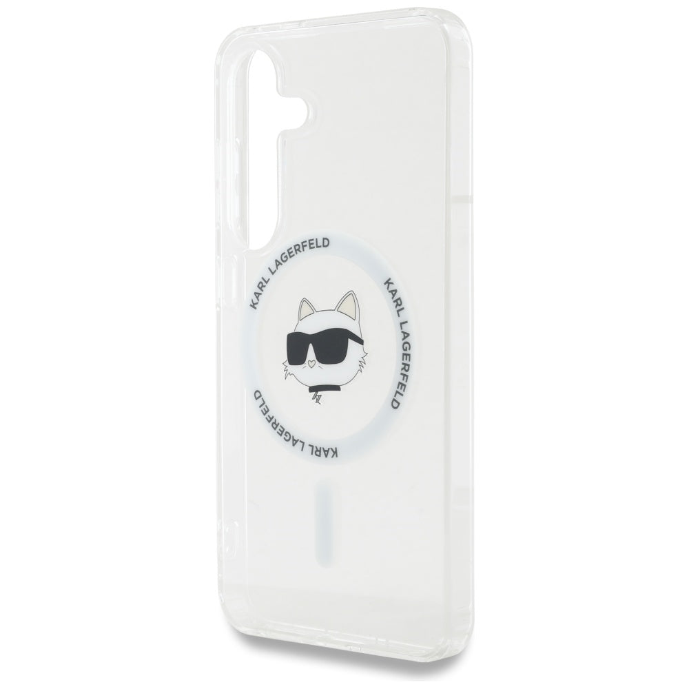 Husa MagSafe pentru Samsung Galaxy S25 S931, Karl Lagerfeld, IML Choupette's Head, Alba