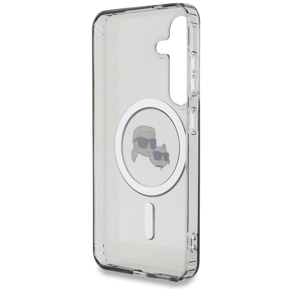 Husa MagSafe pentru Samsung Galaxy S25 S931, Karl Lagerfeld, IML Metal Karl & Choupette's Heads, Neagra
