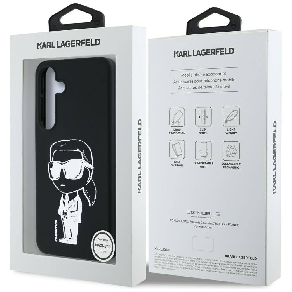 Husa MagSafe pentru Samsung Galaxy S25 S931, Karl Lagerfeld, Silicone Graffiti, Neagra