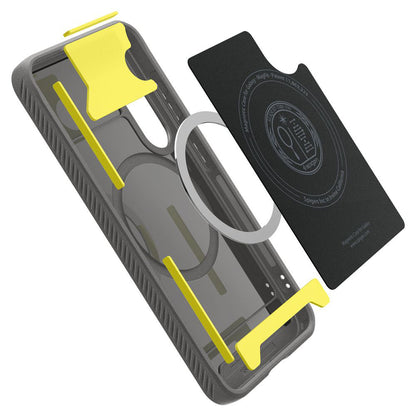 Husa MagSafe pentru Samsung Galaxy S25 S931, Spigen, Rugged Armor, Gri ACS08999