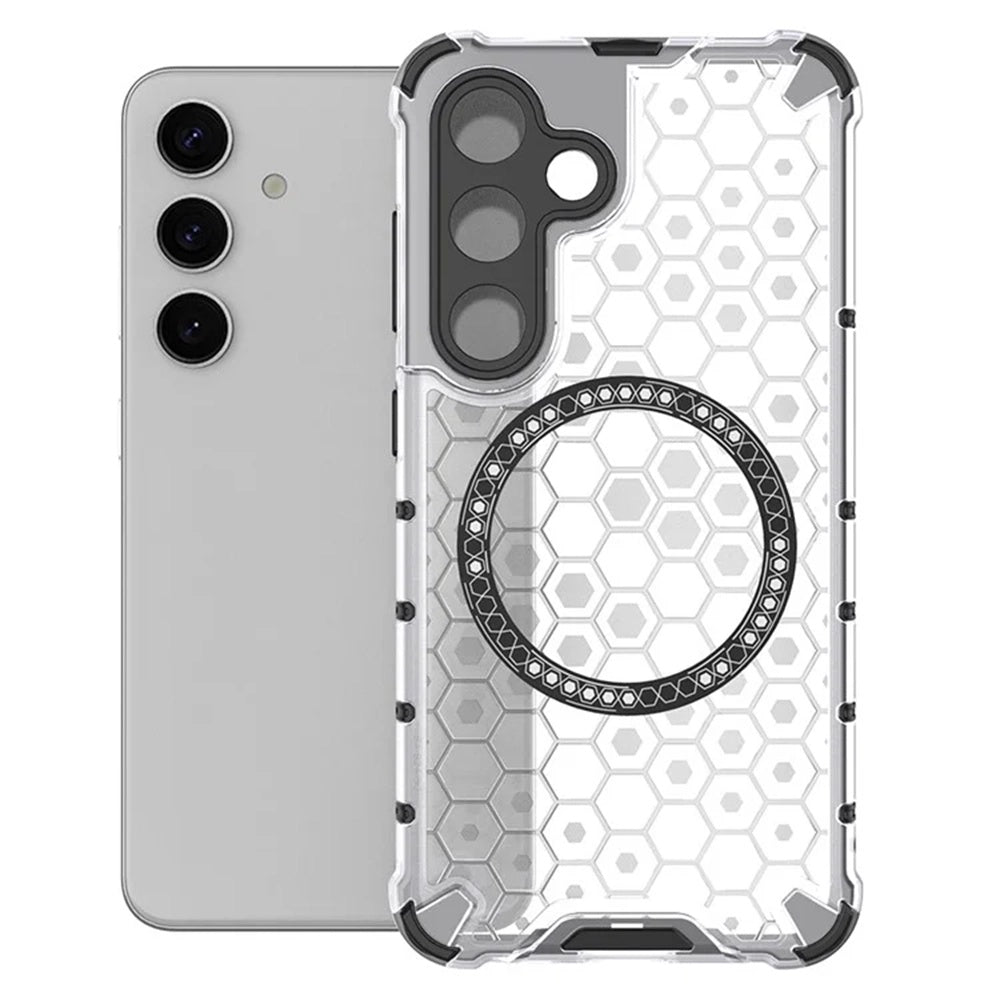Husa MagSafe pentru Samsung Galaxy S25 S931, Techsuit, HoneyComb Shield, Alba