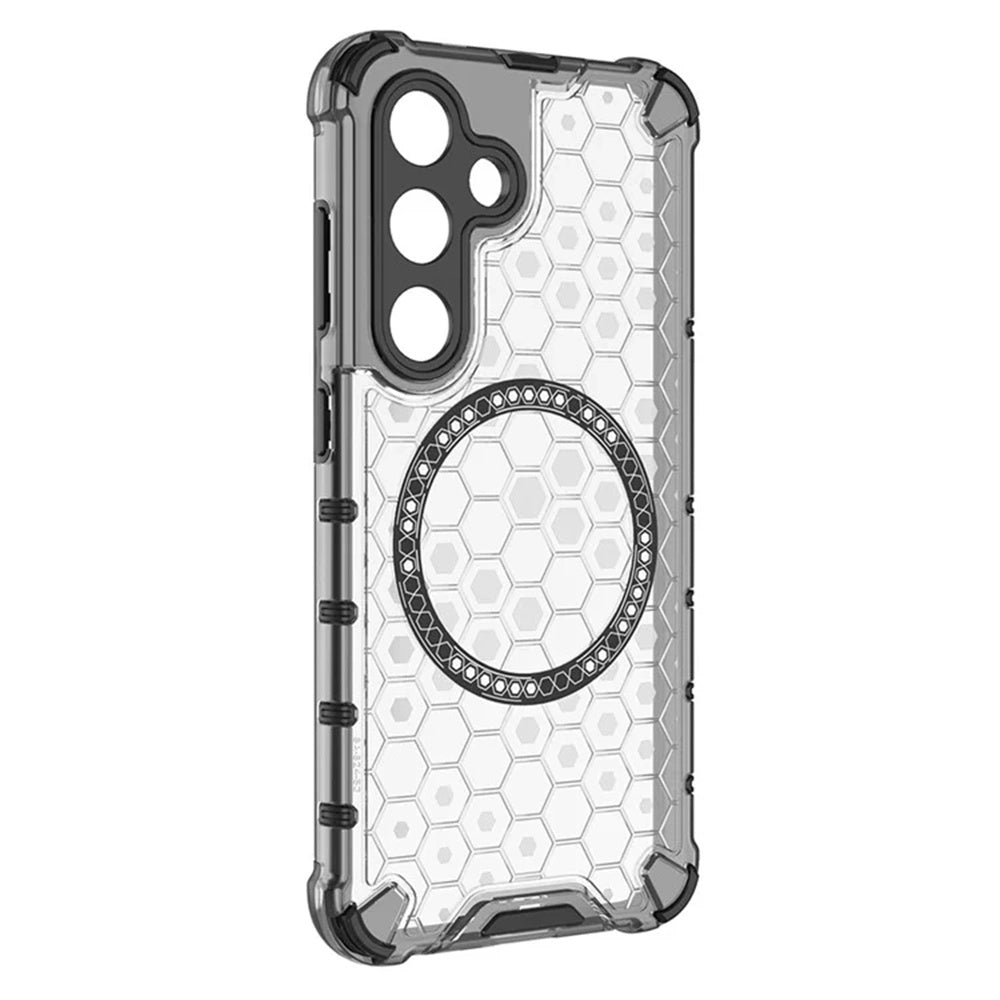 Husa MagSafe pentru Samsung Galaxy S25 S931, Techsuit, HoneyComb Shield, Alba