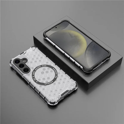 Husa MagSafe pentru Samsung Galaxy S25 S931, Techsuit, HoneyComb Shield, Alba