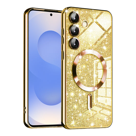 Husa MagSafe pentru Samsung Galaxy S25 S931, Techsuit, Luxury Glitter, Aurie
