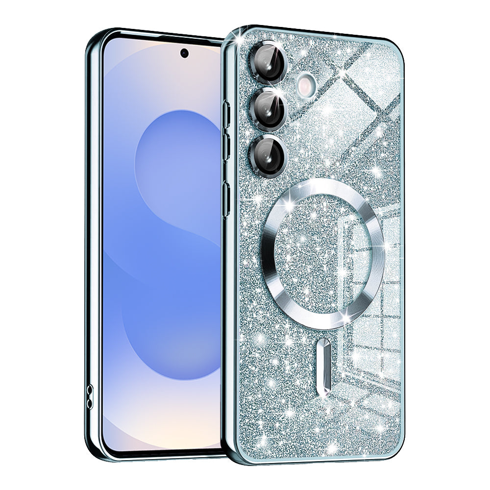 Husa MagSafe pentru Samsung Galaxy S25 S931, Techsuit, Luxury Glitter, Bleu