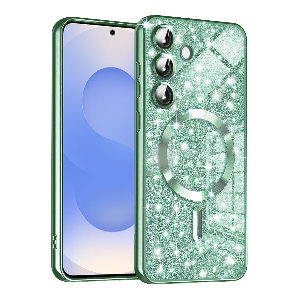 Husa MagSafe pentru Samsung Galaxy S25 S931, Techsuit, Luxury Glitter, Verde Deschis