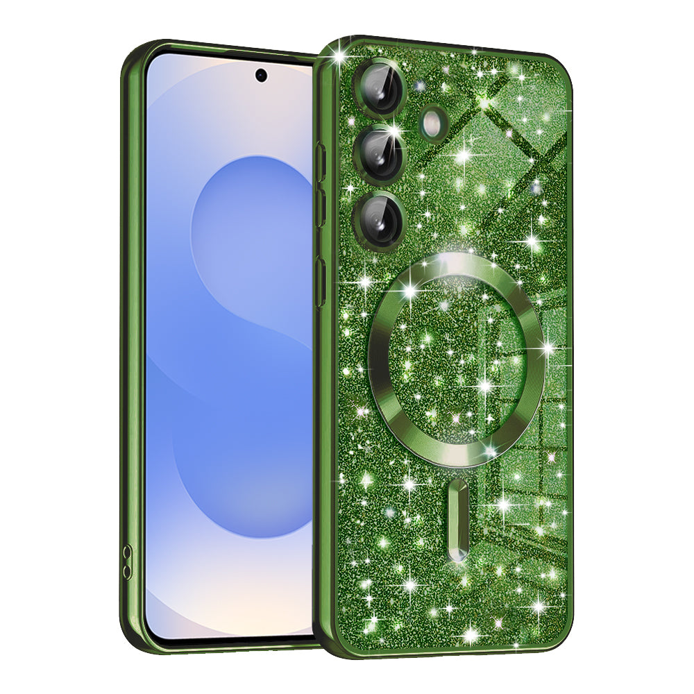 Husa MagSafe pentru Samsung Galaxy S25 S931, Techsuit, Luxury Glitter, Verde Inchis