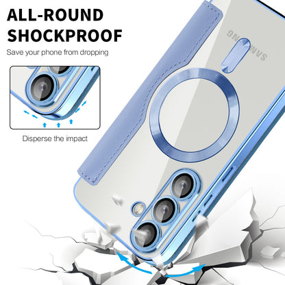 Husa MagSafe pentru Samsung Galaxy S25 S931, Techsuit, SmartMag Book, Bleu