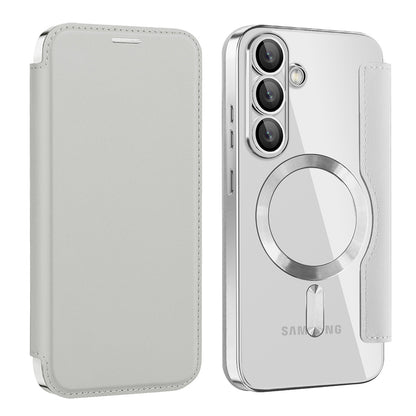 Husa MagSafe pentru Samsung Galaxy S25 S931, Techsuit, SmartMag Book, Gri