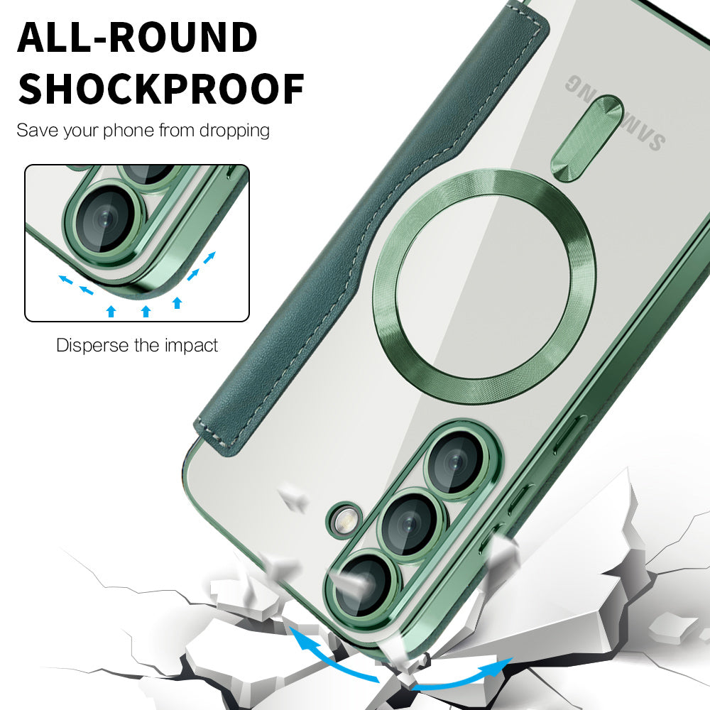 Husa MagSafe pentru Samsung Galaxy S25 S931, Techsuit, SmartMag Book, Verde