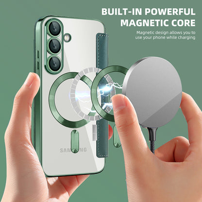 Husa MagSafe pentru Samsung Galaxy S25 S931, Techsuit, SmartMag Book, Verde
