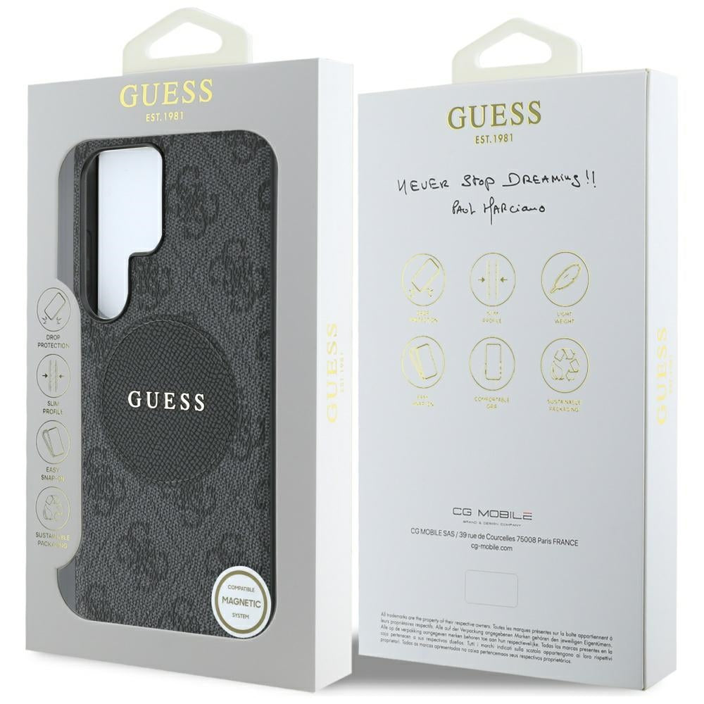 Husa MagSafe pentru Samsung Galaxy S25 Ultra S938, Guess, 4G Circle Classic Logo, Neagra