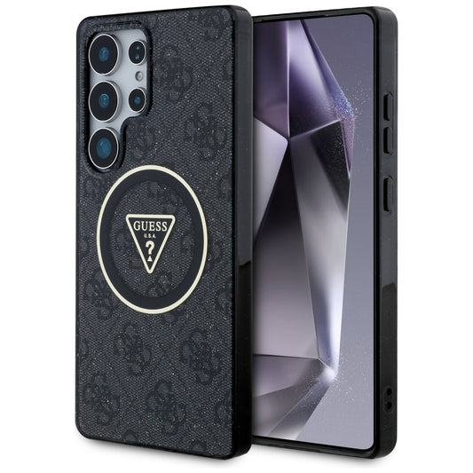 Husa MagSafe pentru Samsung Galaxy S25 Ultra S938, Guess, IML Glitter 4G Circle Triangle, Neagra