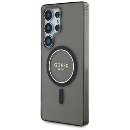 Husa MagSafe pentru Samsung Galaxy S25 Ultra S938, Guess, IML Glitter Circle, Neagra