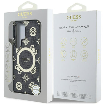Husa MagSafe pentru Samsung Galaxy S25 Ultra S938, Guess, IML Peony On 4G Background , Neagra