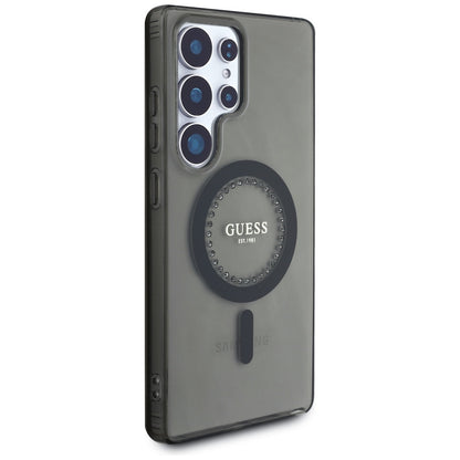 Husa MagSafe pentru Samsung Galaxy S25 Ultra S938, Guess, IML Rhinestone, Neagra