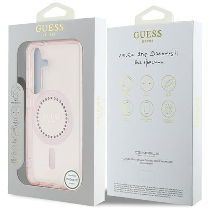 Husa MagSafe pentru Samsung Galaxy S25 S931, Guess, IML Rhinestone, Roz