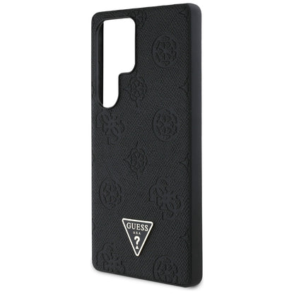 Husa MagSafe pentru Samsung Galaxy S25 Ultra S938, Guess, Peony Grained Hot Stamp Triangle , Neagra