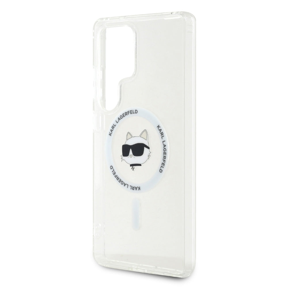 Husa MagSafe pentru Samsung Galaxy S25 Ultra S938, Karl Lagerfeld, IML Choupette's Head, Alba
