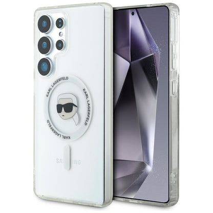 Husa MagSafe pentru Samsung Galaxy S25 Ultra S938, Karl Lagerfeld, IML Karl's Head, Alba