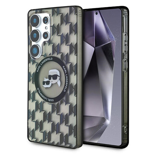 Husa MagSafe pentru Samsung Galaxy S25 Ultra S938, Karl Lagerfeld, IML Monogram Karl & Choupette's Heads, Neagra