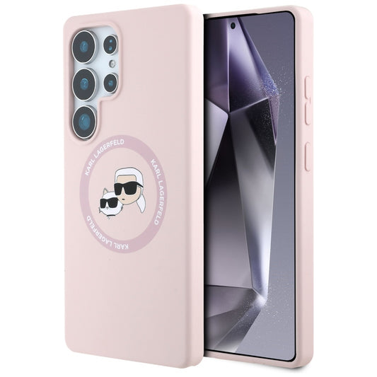 Husa MagSafe pentru Samsung Galaxy S25 Ultra S938, Karl Lagerfeld, Silicone Double Heads, Roz