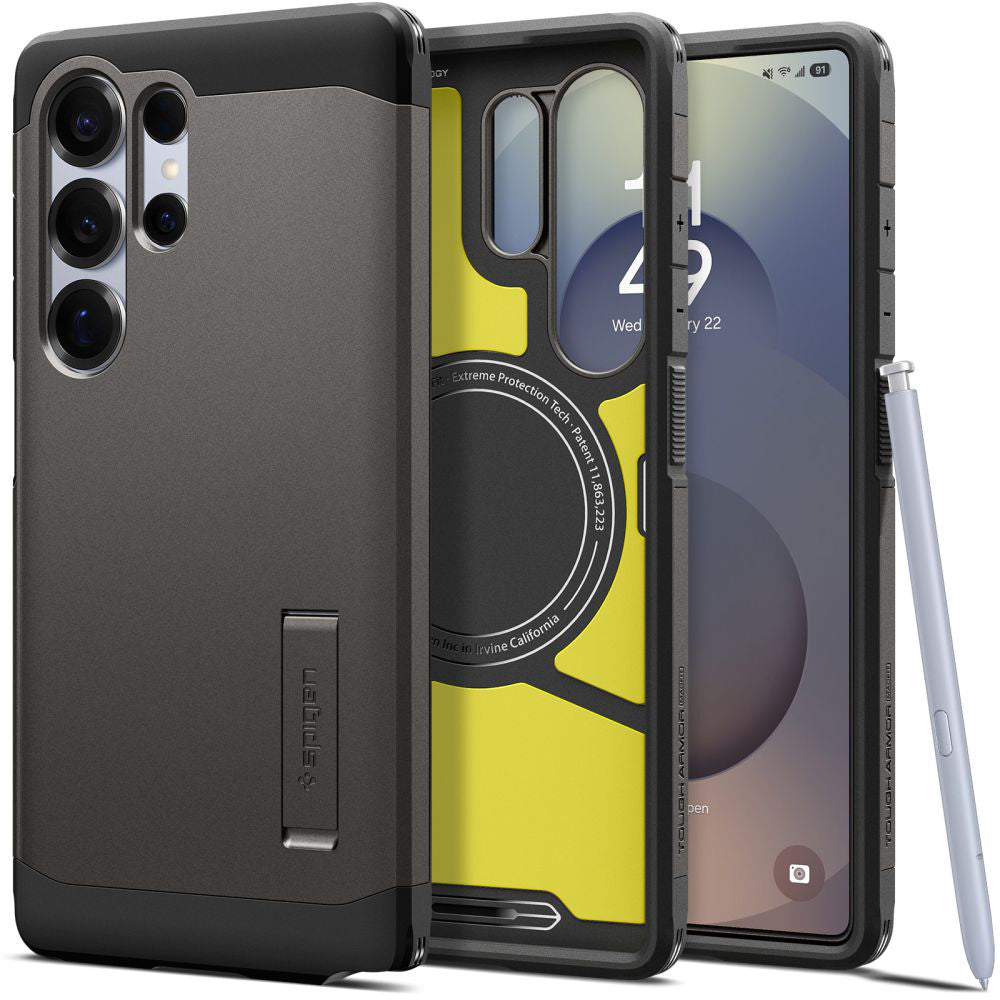 Husa MagSafe pentru Samsung Galaxy S25 Ultra S938, Spigen, Tough Armor, Gri