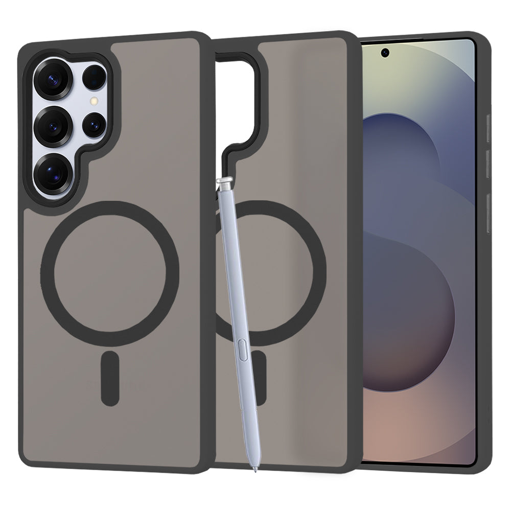 Husa MagSafe pentru Samsung Galaxy S25 Ultra S938, Techsuit, HaloFrost, Neagra