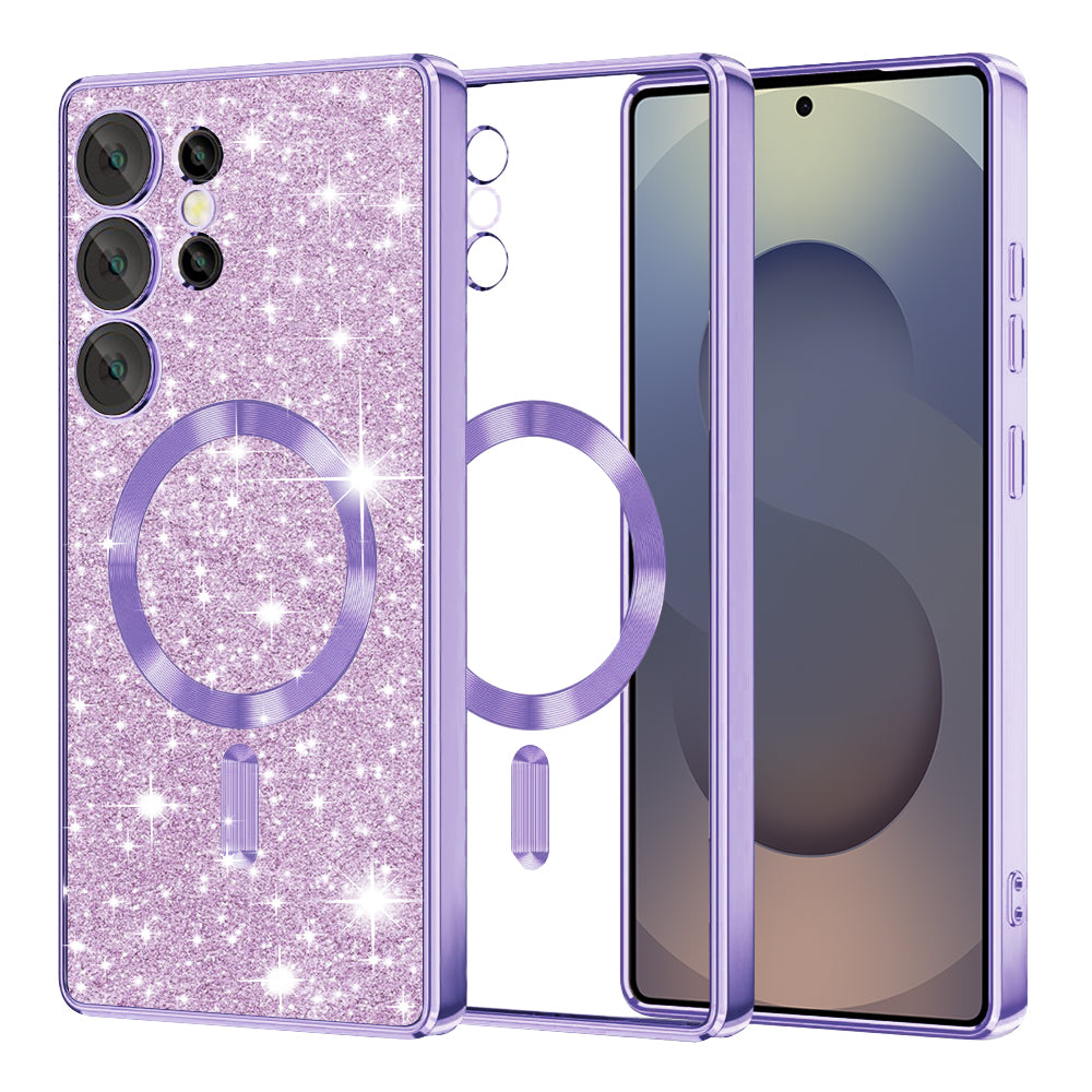 Husa MagSafe pentru Samsung Galaxy S25 Ultra S938, Techsuit, Luxury Glitter, Mov Deschis