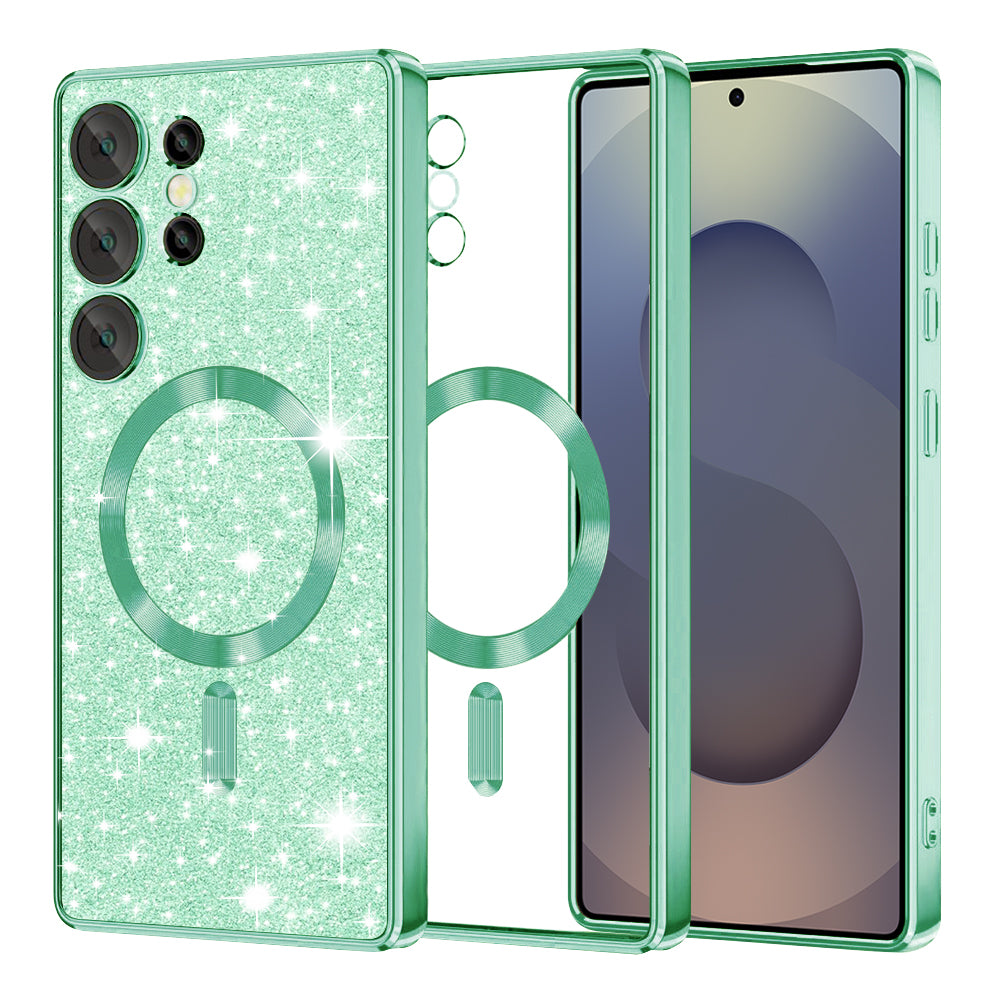 Husa MagSafe pentru Samsung Galaxy S25 Ultra S938, Techsuit, Luxury Glitter, Verde Deschis