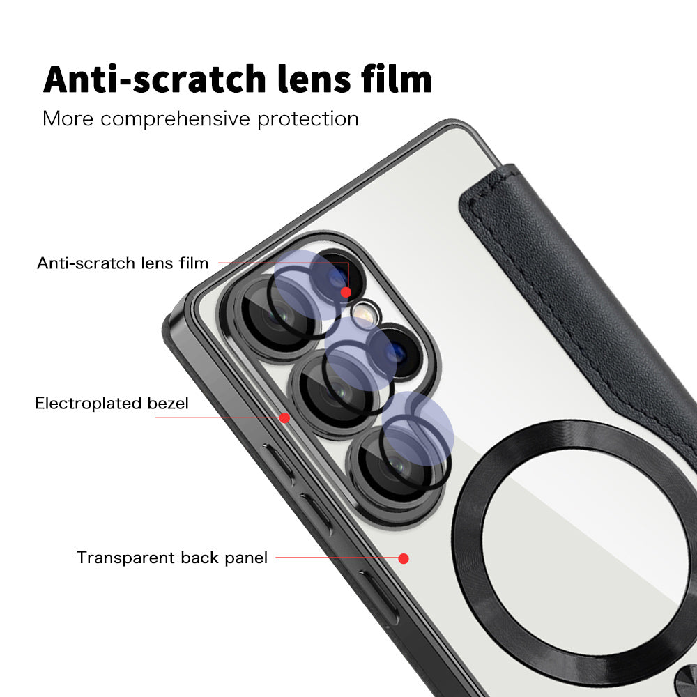 Husa MagSafe pentru Samsung Galaxy S25 Ultra S938, Techsuit, SmartMag Book, Neagra