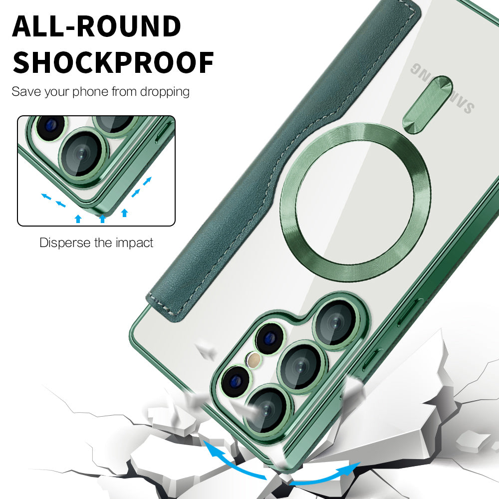 Husa MagSafe pentru Samsung Galaxy S25 Ultra S938, Techsuit, SmartMag Book, Verde