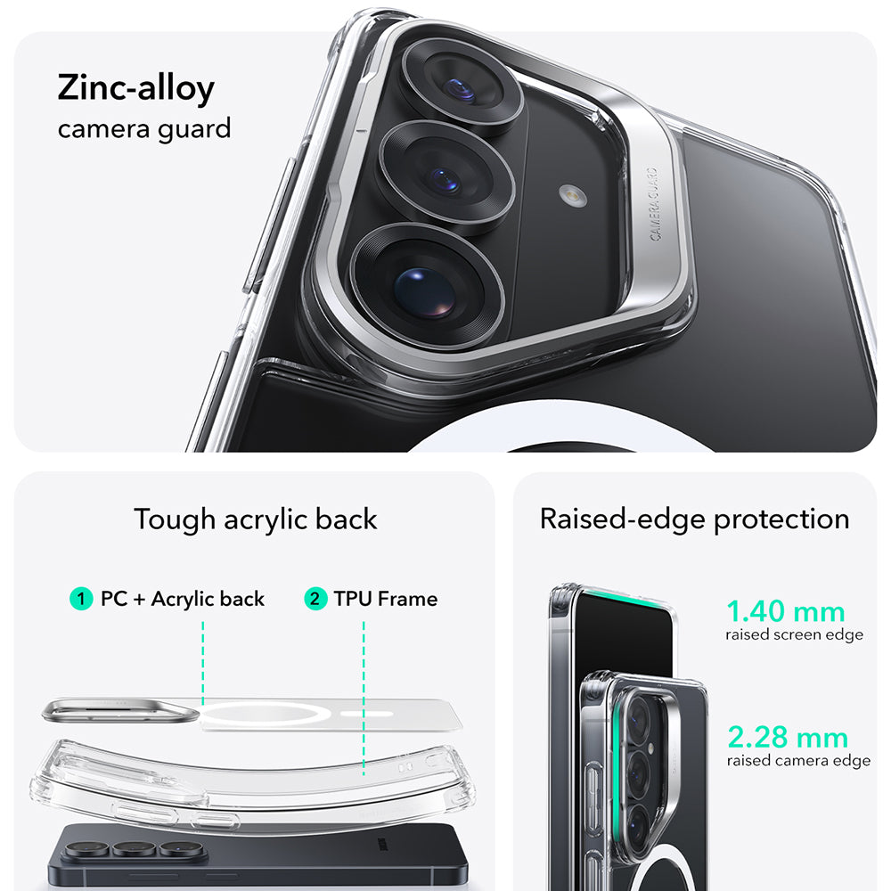 Husa MagSafe pentru Samsung Galaxy S26 S942, ESR, Classic Hybrid Kickstand, Transparenta