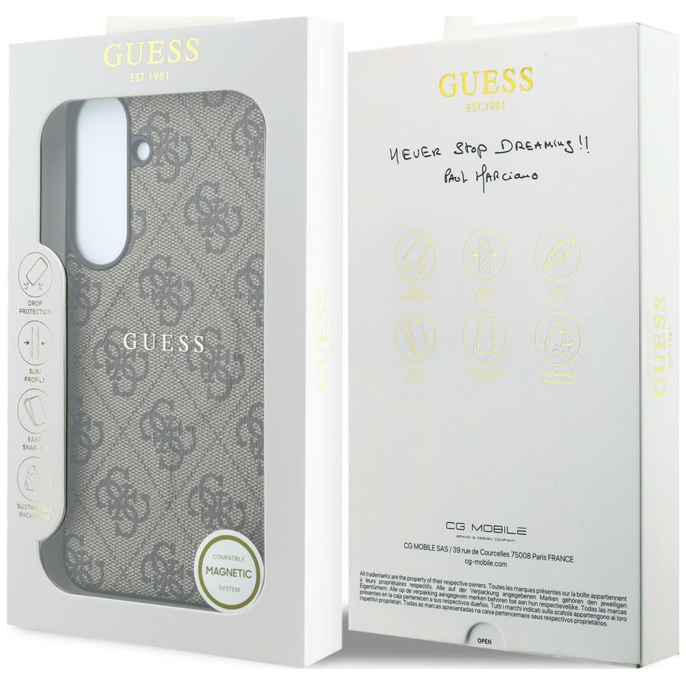 Husa MagSafe pentru Samsung Galaxy S26 FE S741, Guess, 4G Embossed Ring Classic Logo, Maro