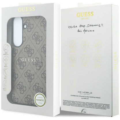 Husa MagSafe pentru Samsung Galaxy S26 FE S741, Guess, 4G Embossed Ring Classic Logo, Maro