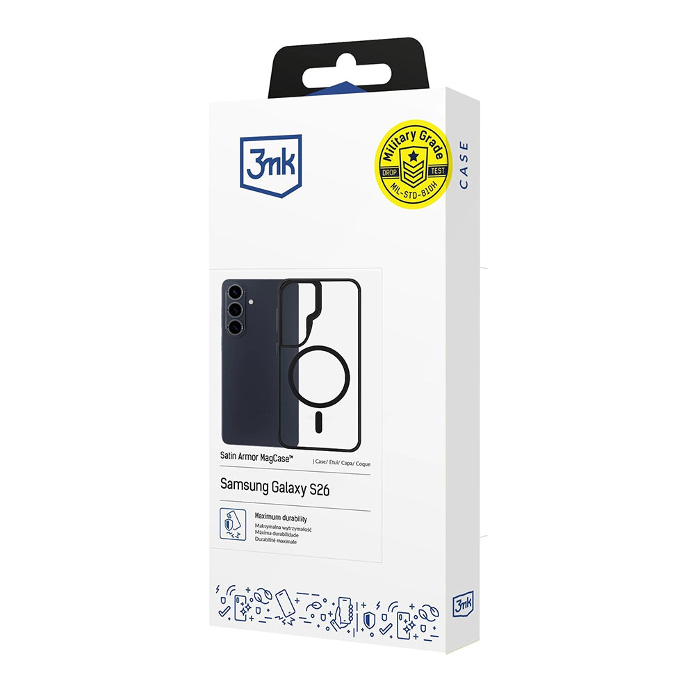 Husa MagSafe pentru Samsung Galaxy S26 Plus, 3MK, Satin Armor, Transparenta