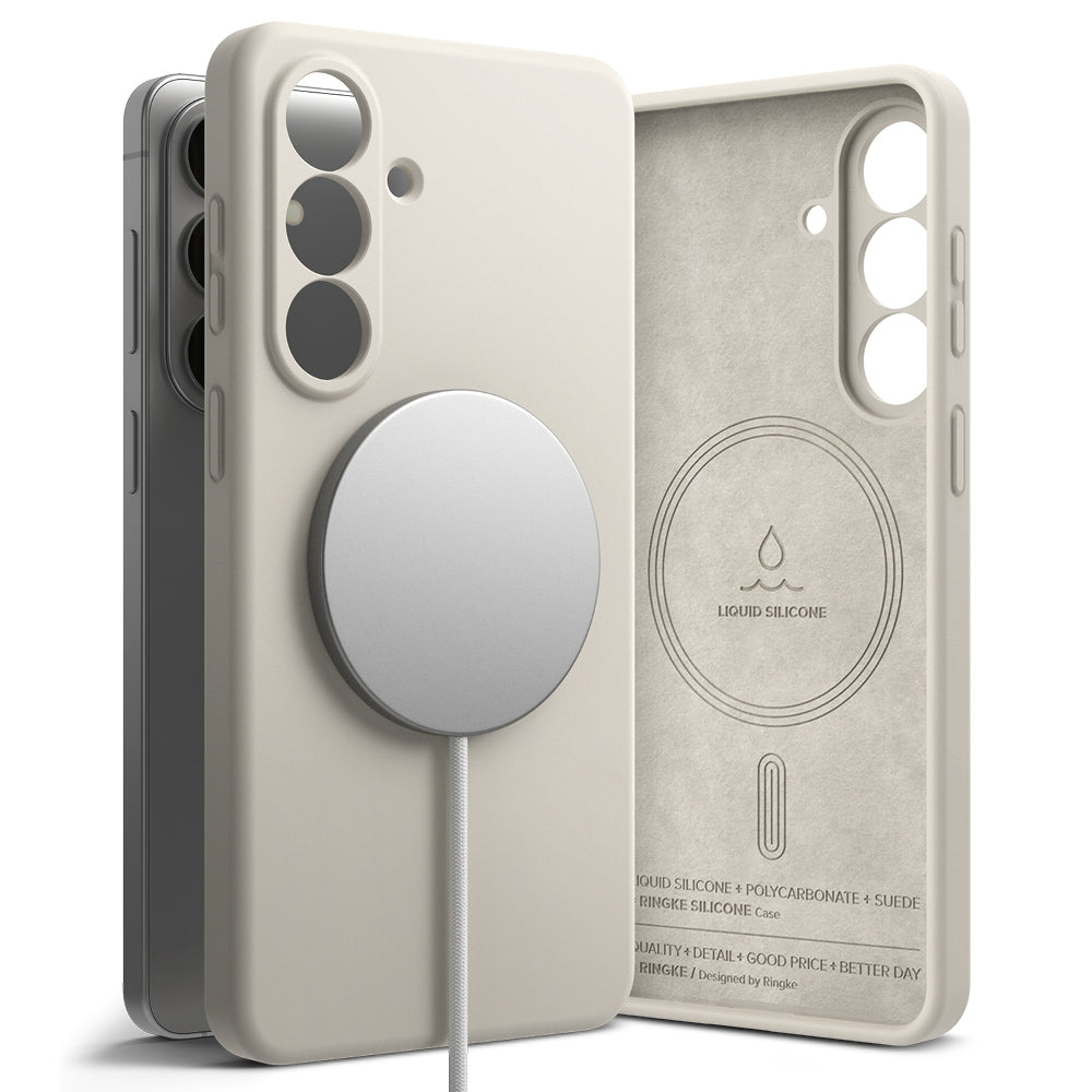 Husa MagSafe pentru Samsung Galaxy S26 Plus, Ringke, Silicone, Crem