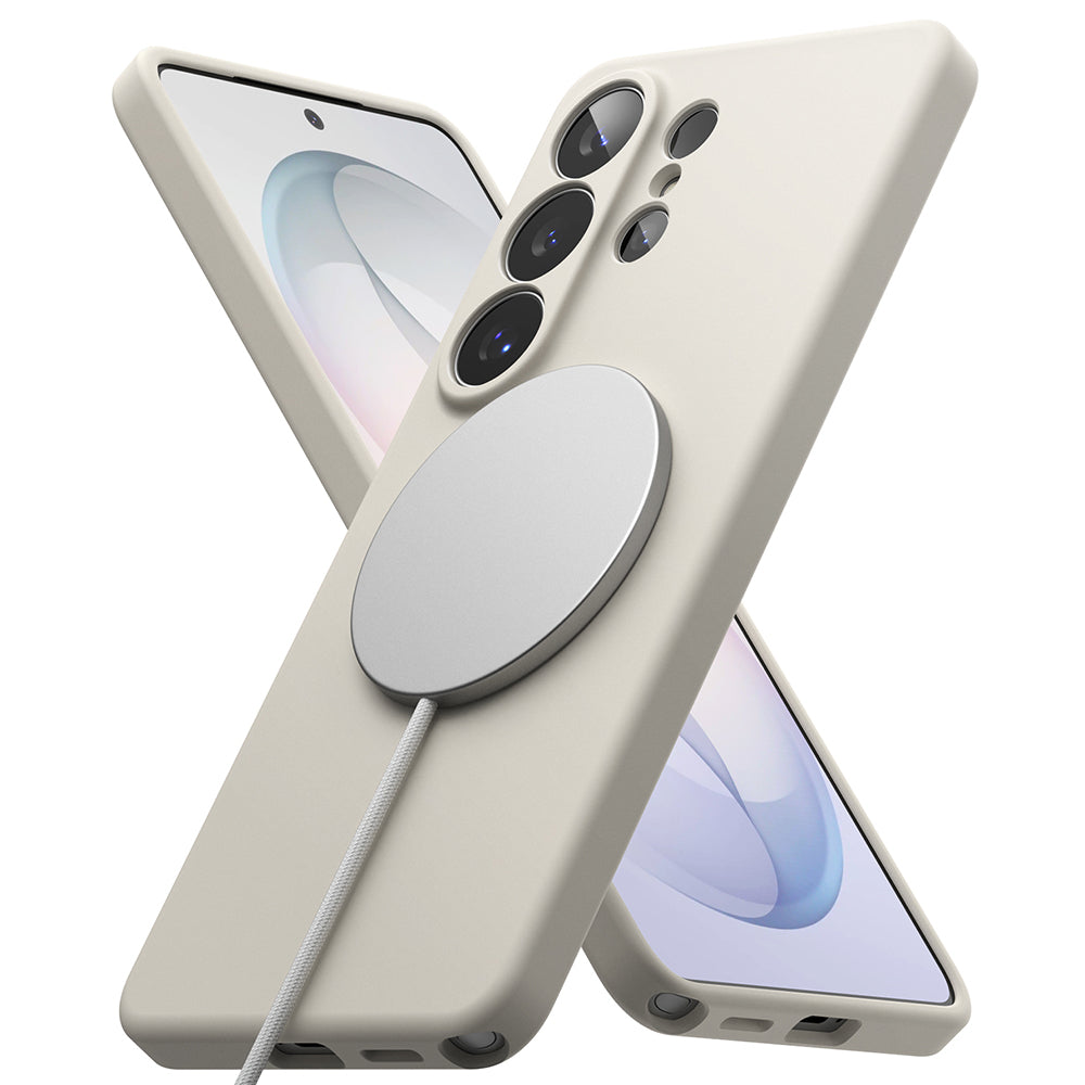 Husa MagSafe pentru Samsung Galaxy S26 Plus, Ringke, Silicone, Crem