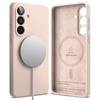 Husa MagSafe pentru Samsung Galaxy S26 Plus, Ringke, Silicone, Roz