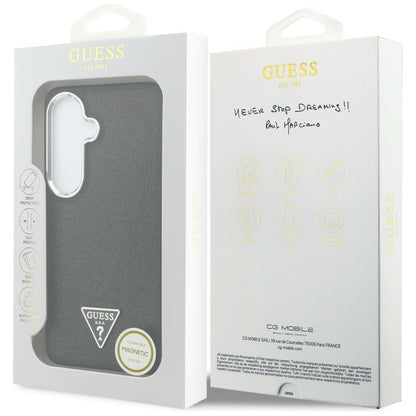 Husa MagSafe pentru Samsung Galaxy S26 Plus S947, Guess, Fixed Glitter Triangle Logo, Neagra
